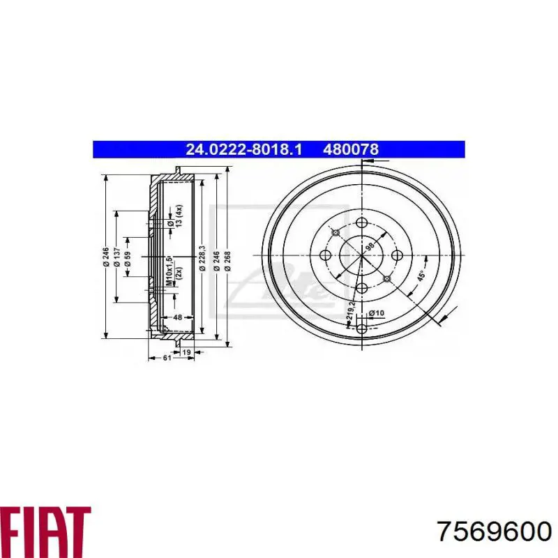 Comprar 7569600 Fiat/Alfa/Lancia Tambor de freno trasero
