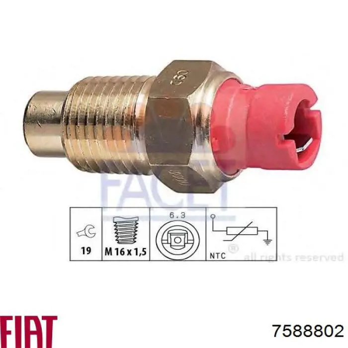 Comprar 7588802 Fiat/Alfa/Lancia Sensor de temperatura del refrigerante del tablero