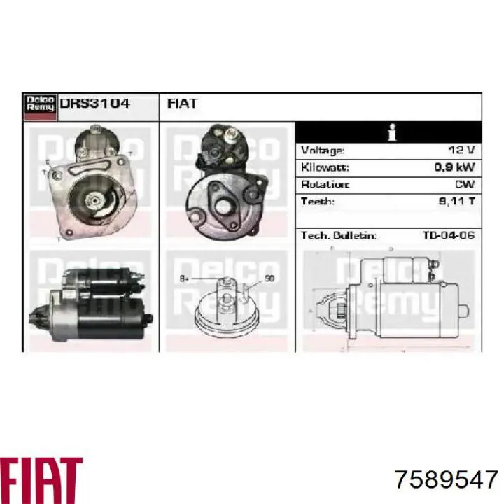 Burro de arranque  Fiat/Alfa/Lancia 7589547 precio, desde 81,31 EUR