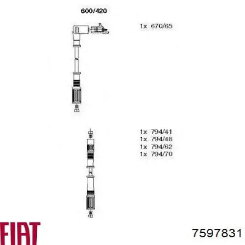 7597831 Fiat/Alfa/Lancia juego de cables de encendido