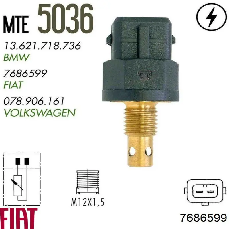 7686599 Fiat/Alfa/Lancia sensor, temperatura del aire de admisión