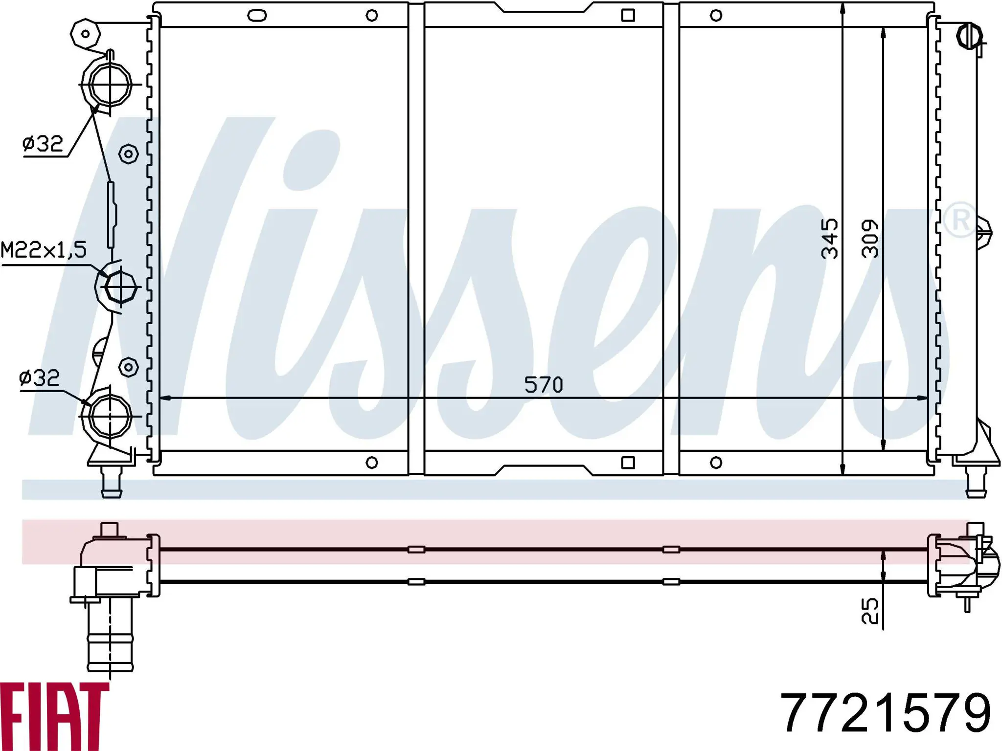 7721579 Fiat/Alfa/Lancia radiador refrigeración del motor