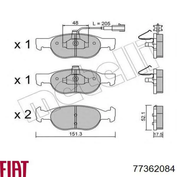 77362084 Fiat/Alfa/Lancia pastillas de freno delanteras