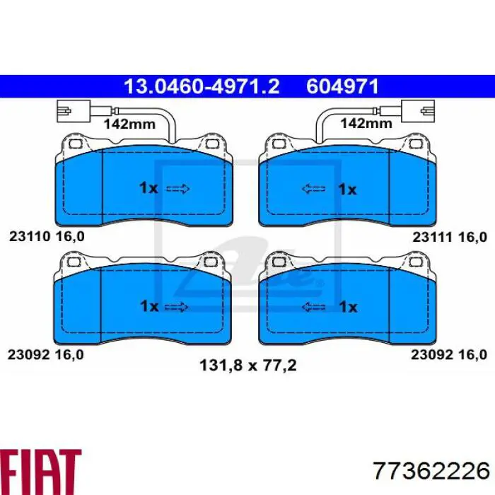 Pastillas freno delanteras Fiat/Alfa/Lancia 77362226 precio, desde 34,99 EUR
