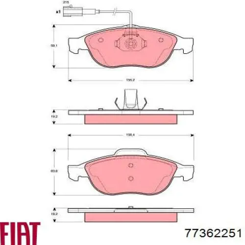 77362251 Fiat/Alfa/Lancia pastillas de freno delanteras