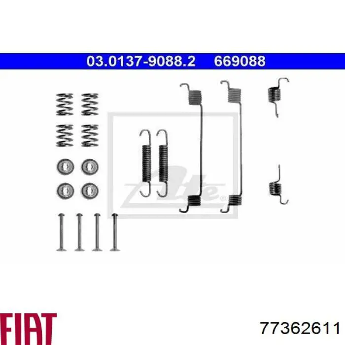 77362611 Fiat/Alfa/Lancia kit de montaje, zapatas de freno traseras