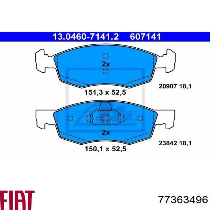 77363496 Fiat/Alfa/Lancia Pastillas delanteras