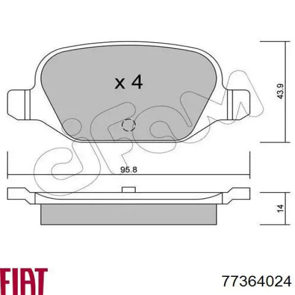 77364024 Fiat/Alfa/Lancia pastillas de freno traseras