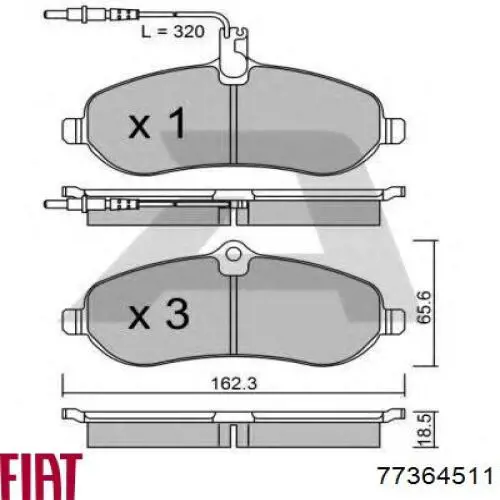 77364511 Fiat/Alfa/Lancia pastillas de freno delanteras