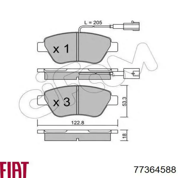 77364588 Fiat/Alfa/Lancia pastillas de freno delanteras