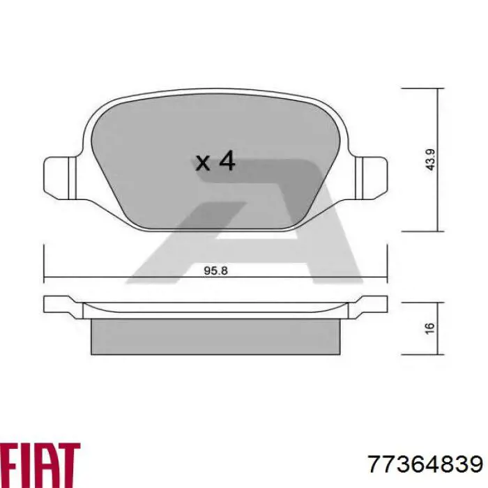 77364839 Fiat/Alfa/Lancia pastillas de freno traseras