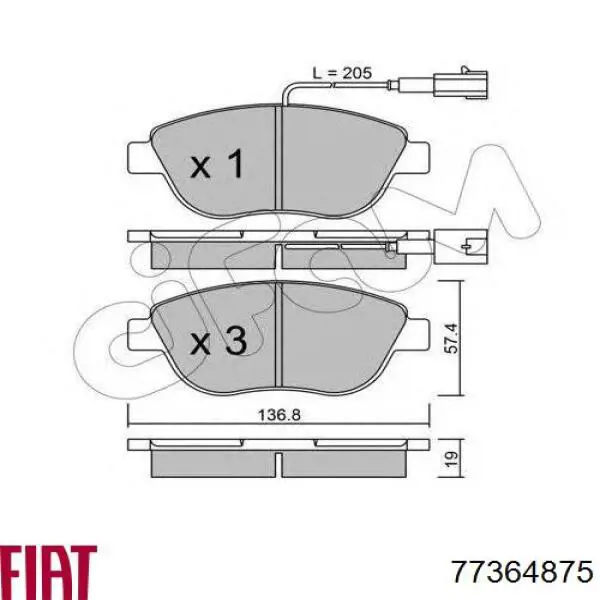 Pastillas freno delanteras Fiat/Alfa/Lancia 77364875 precio, desde 30,19 EUR