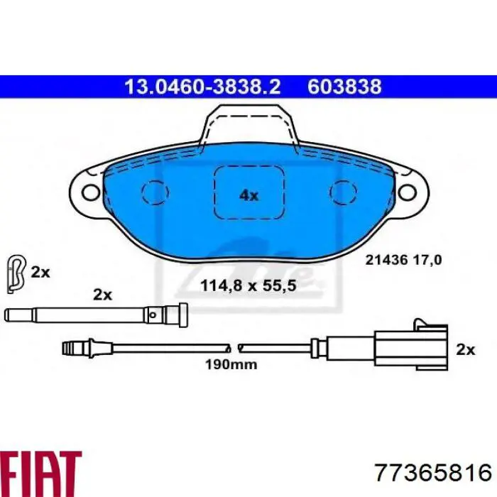 Pastillas de freno 77365816 Fiat/Alfa/Lancia