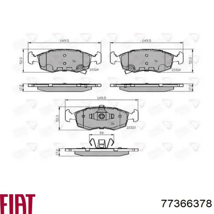 77366378 Fiat/Alfa/Lancia pastillas de freno delanteras