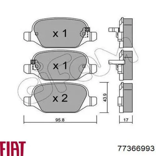 77366993 Fiat/Alfa/Lancia pastillas de freno traseras