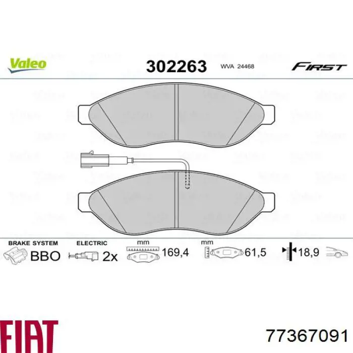 Pastillas de freno delanteras Fiat/Alfa/Lancia 77367091