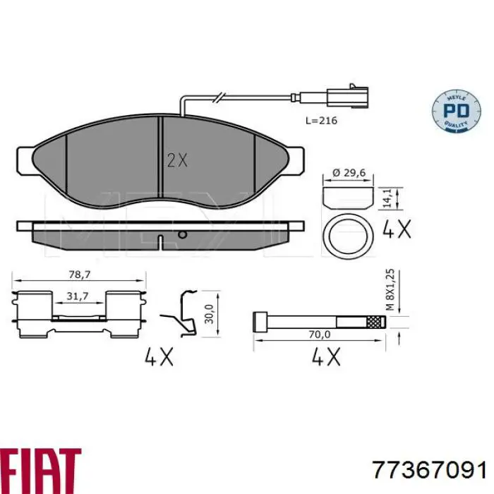 77367091 Fiat/Alfa/Lancia Pastillas delanteras