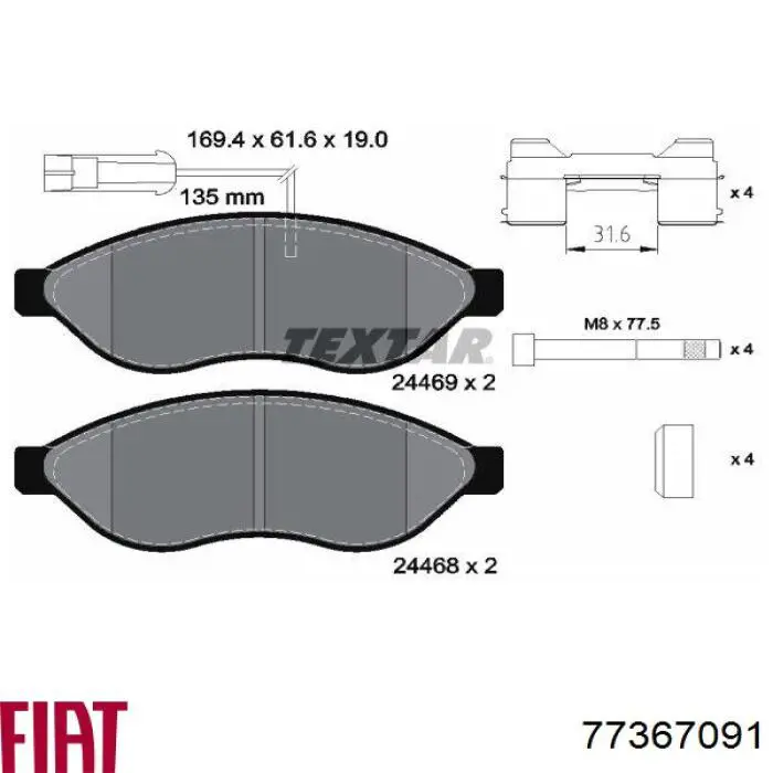 Pastillas freno delanteras Fiat/Alfa/Lancia 77367091 precio, desde 36,62 EUR