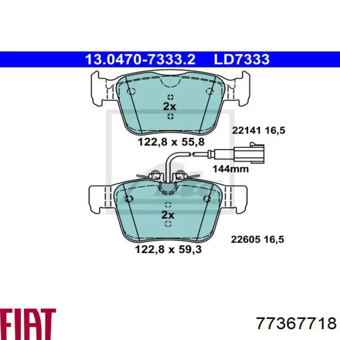 Pastillas de freno traseras 77367718 Fiat/Alfa/Lancia