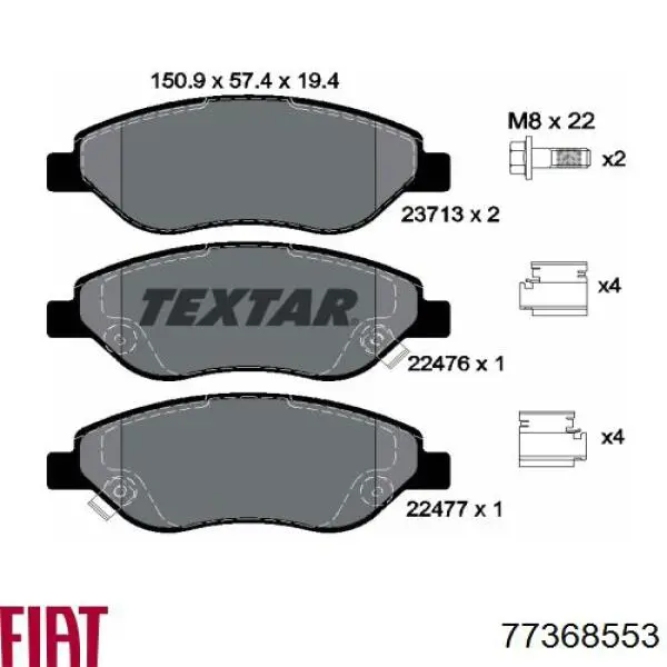 77368553 Fiat/Alfa/Lancia Pastillas delanteras