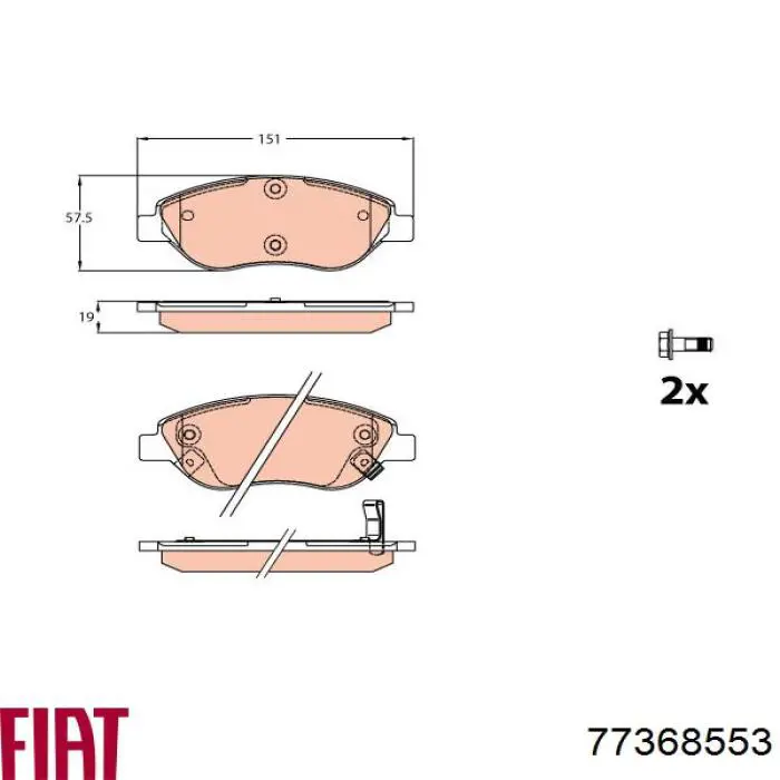 Pastillas freno delanteras Fiat/Alfa/Lancia 77368553 precio, desde 36,42 EUR