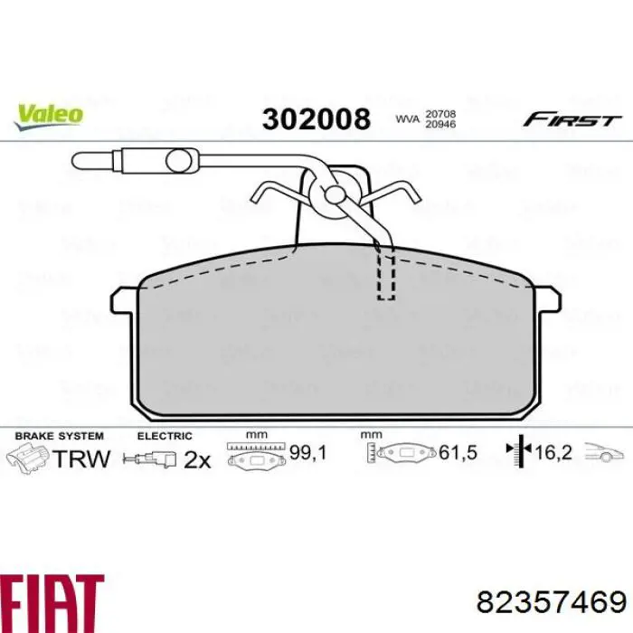 82357469 Fiat/Alfa/Lancia pastillas de freno delanteras