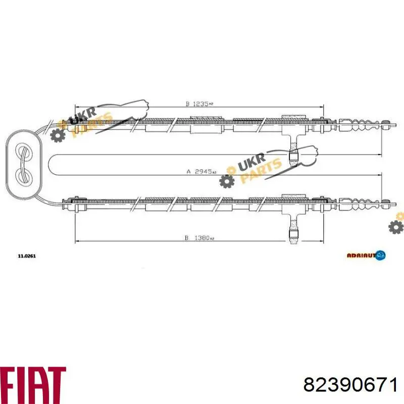 82390671 Fiat/Alfa/Lancia cable de freno de mano trasero derecho/izquierdo