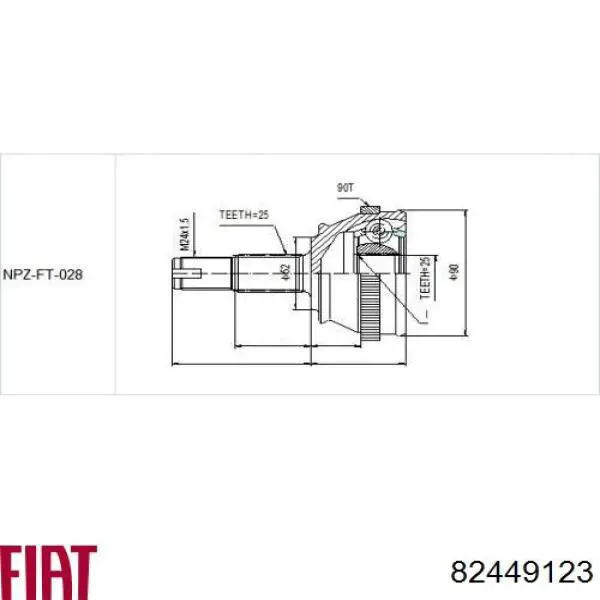 82449123 Fiat/Alfa/Lancia junta homocinética exterior delantera