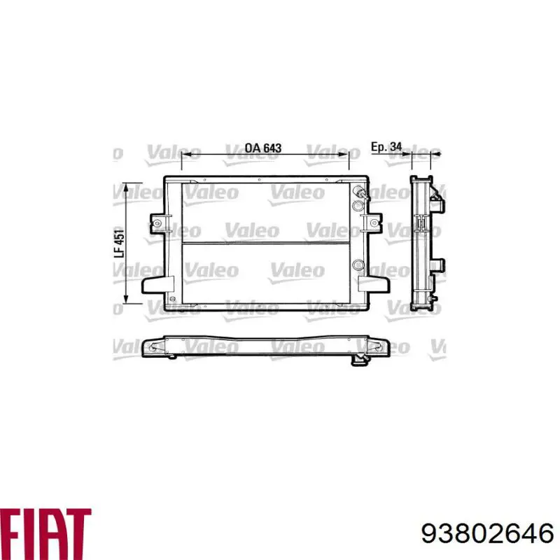 93802646 Fiat/Alfa/Lancia radiador refrigeración del motor