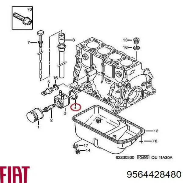 Junta de el adaptadora del enfriador de aceite para Fiat Ducato (230)