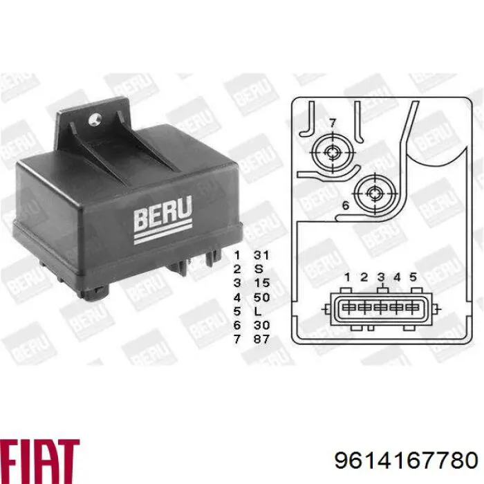 Relé de los calentadores 9614167780 Fiat/Alfa/Lancia