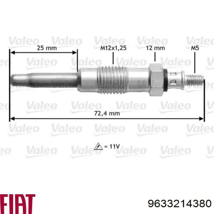 9633214380 Fiat/Alfa/Lancia Bujías de calentamiento