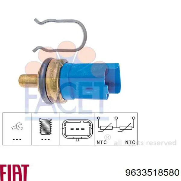 9633518580 Fiat/Alfa/Lancia sensor de temperatura del refrigerante