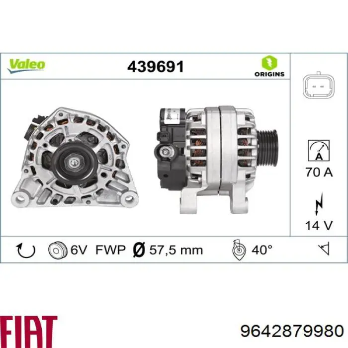 Alternador del motor Fiat/Alfa/Lancia 9642879980 precio, desde 79,86 EUR