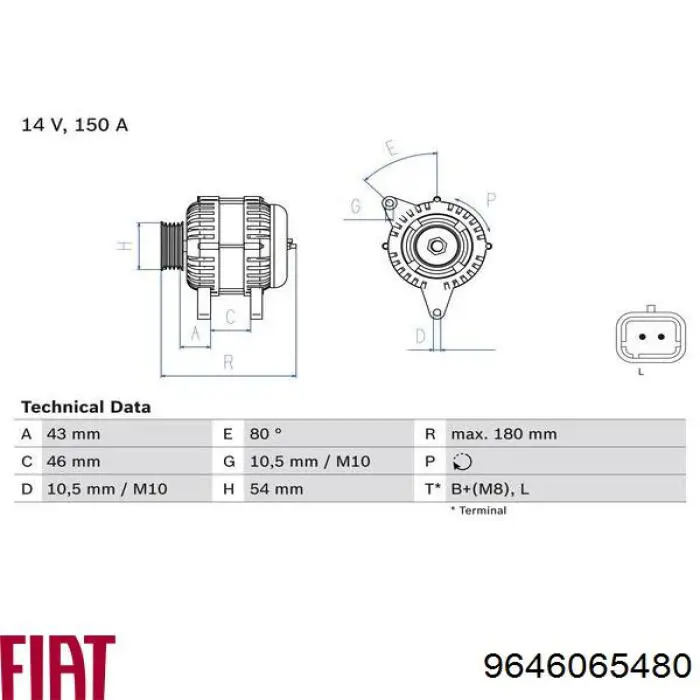 Alternador del motor Fiat/Alfa/Lancia 9646065480 precio, desde 156,35 EUR