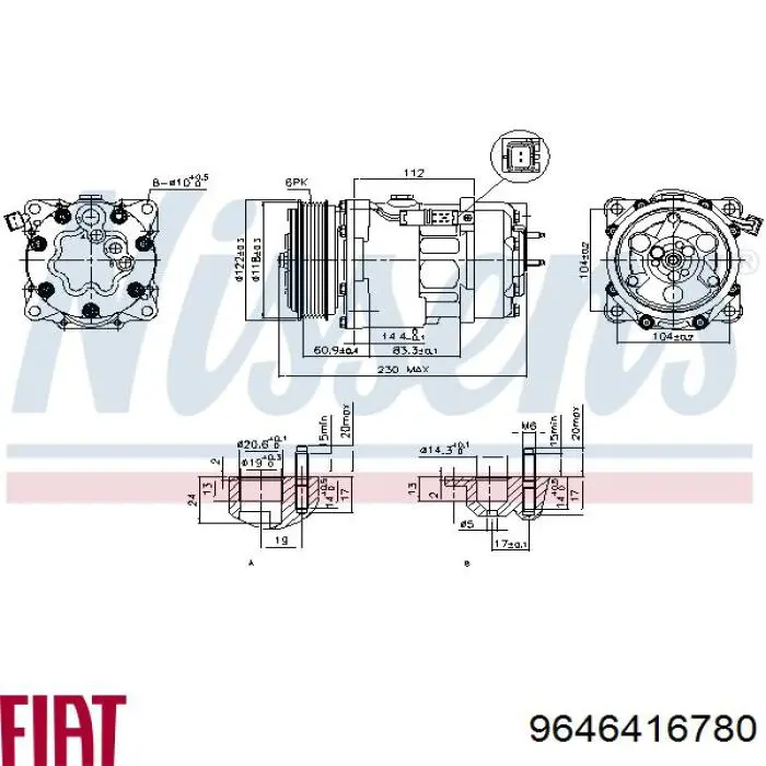 9646416780 Fiat/Alfa/Lancia compresor de aire acondicionado