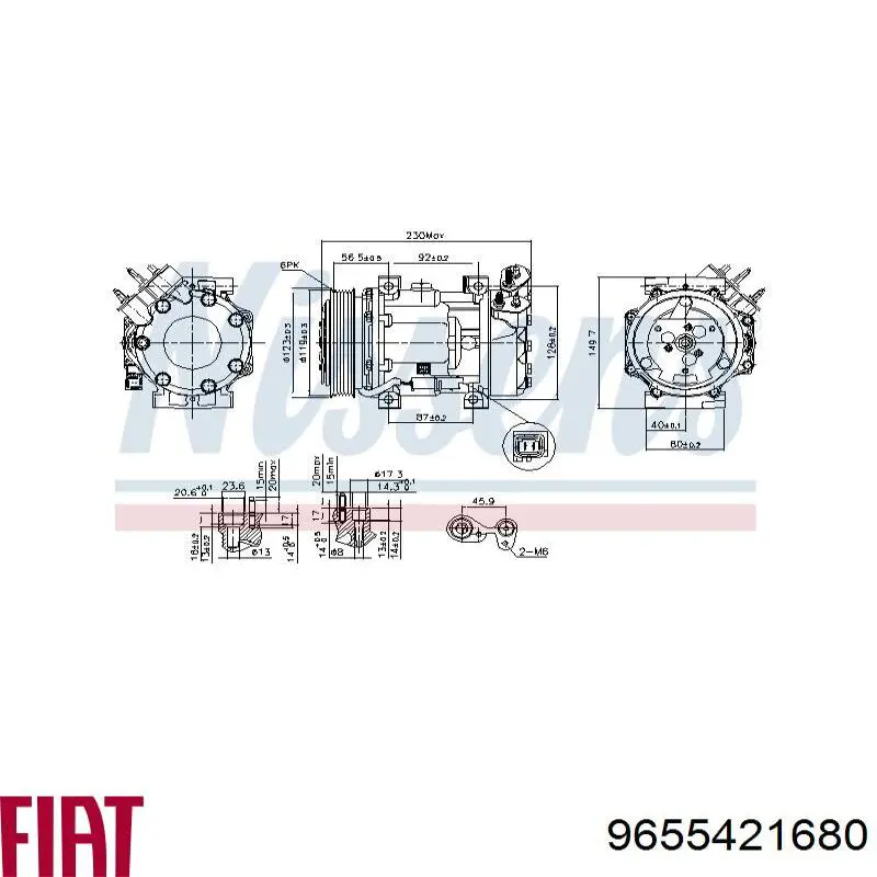 9655421680 Fiat/Alfa/Lancia compresor de aire acondicionado