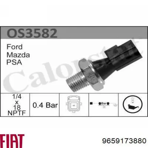 9659173880 Fiat/Alfa/Lancia sensor de presión de aceite