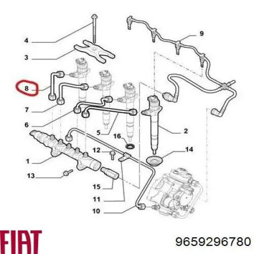 Tubería alta presión, sistema inyección para cilindro 1 para Fiat Ducato (250)