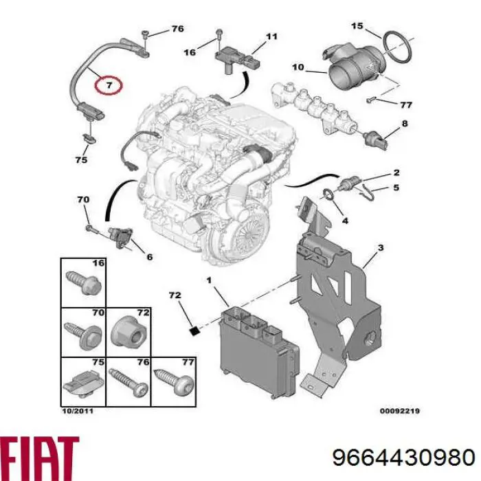 Comprar 9664430980 Fiat/Alfa/Lancia Sensor de posición del árbol de levas