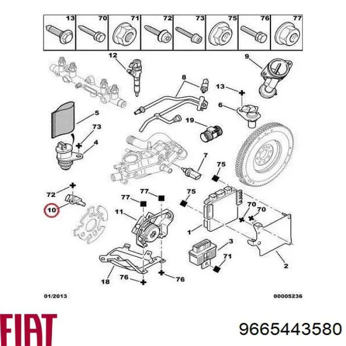 9665443580 Fiat/Alfa/Lancia sensor de arbol de levas