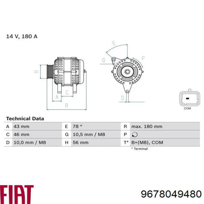 9678049480 Fiat/Alfa/Lancia alternador