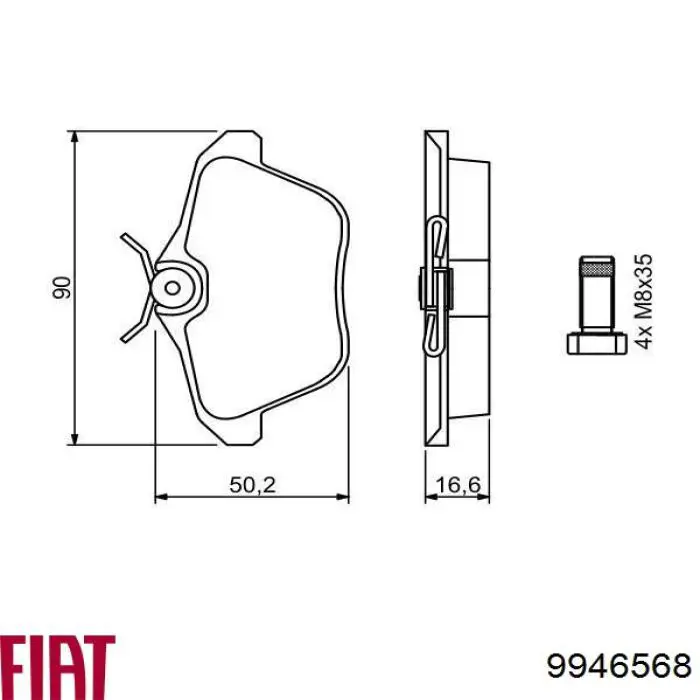 9946568 Fiat/Alfa/Lancia pastillas de freno traseras