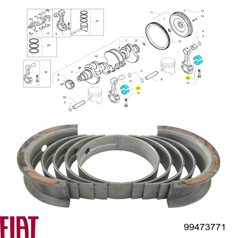 Comprar 99473771 Fiat/Alfa/Lancia Juego de cojinetes de cigüeñal, estándar, STD