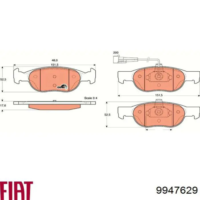 9947629 Fiat/Alfa/Lancia pastillas de freno delanteras