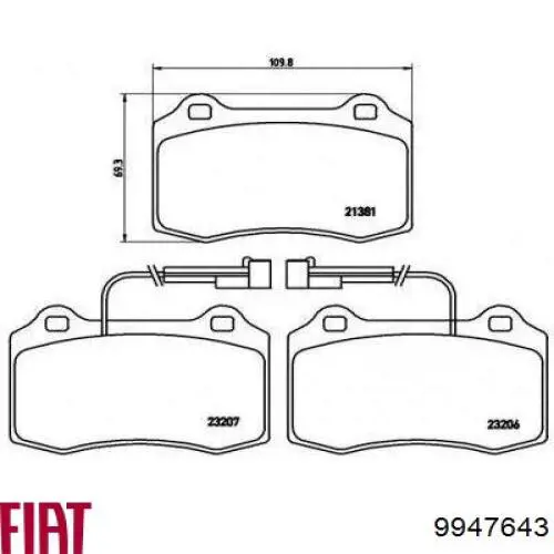 9947643 Fiat/Alfa/Lancia pastillas de freno delanteras