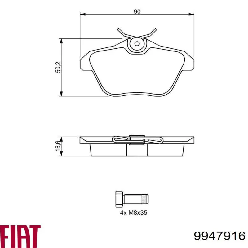 9947916 Fiat/Alfa/Lancia pastillas de freno traseras