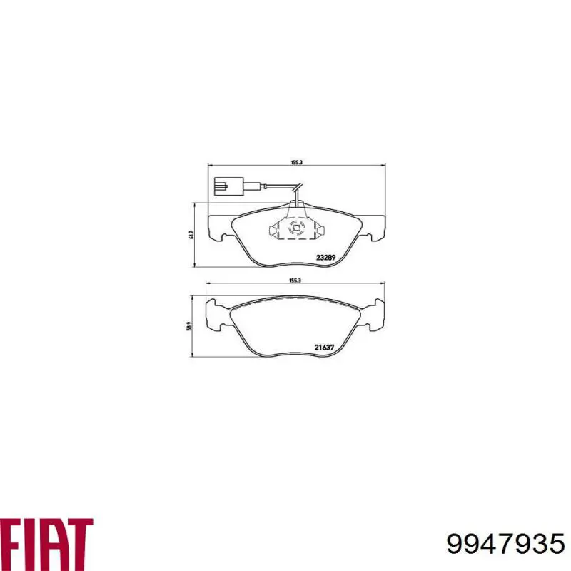 9947935 Fiat/Alfa/Lancia pastillas de freno delanteras