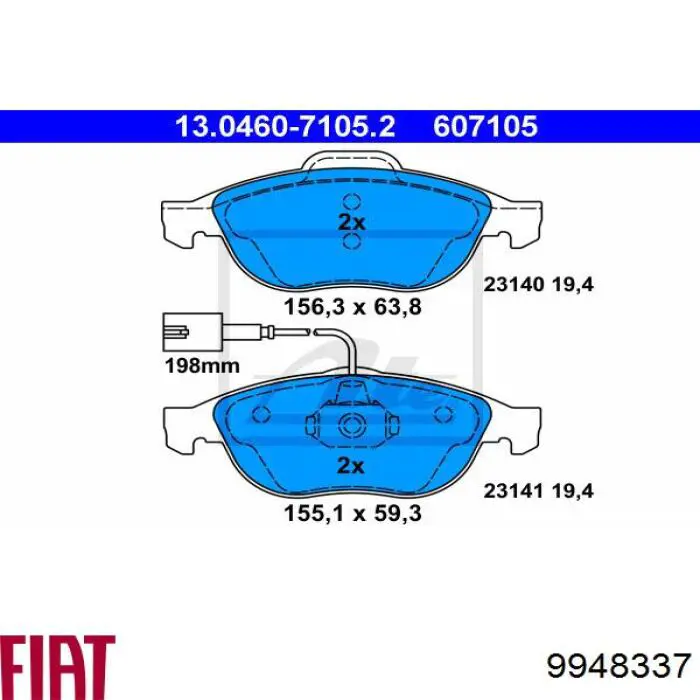 9948337 Fiat/Alfa/Lancia pastillas de freno delanteras