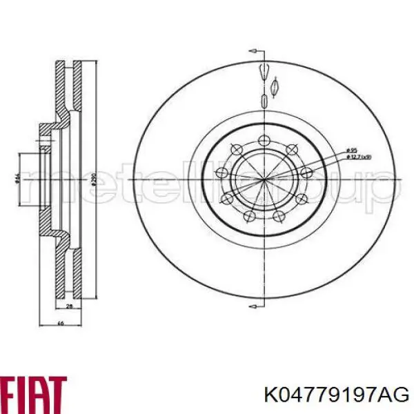 Comprar K04779197AG Fiat/Alfa/Lancia Freno de disco delantero